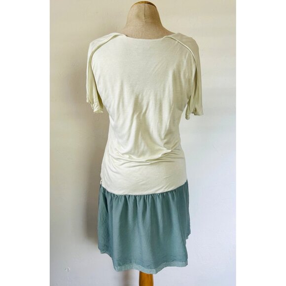 Fendi Women's Size 44 Two-Tone Drop Waist Short Sleeve Dress Ivory & Sage Green - Picture 3 of 11